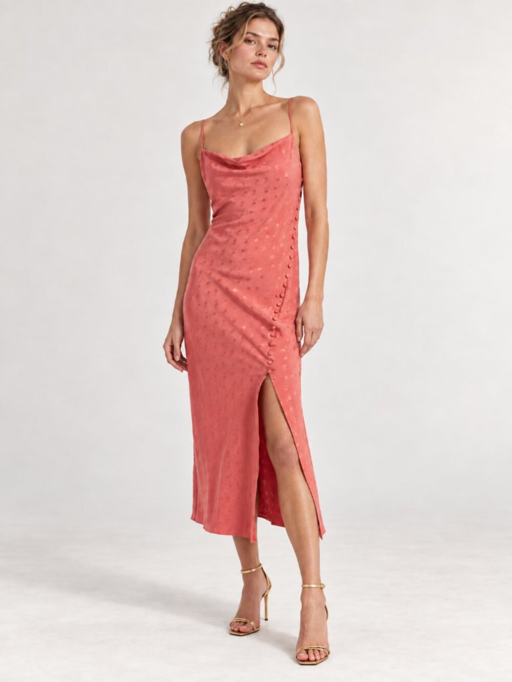 VERONICA BEARD Chapel Floral Jacquard Silk Blend Midi Slipdress in Antique Rose